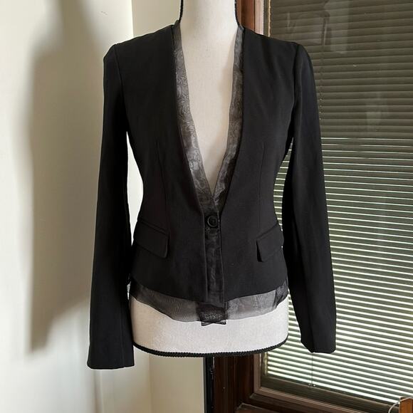 GAP | One Button Tulle Trim Blazer Size 0 - Picture 1 of 12